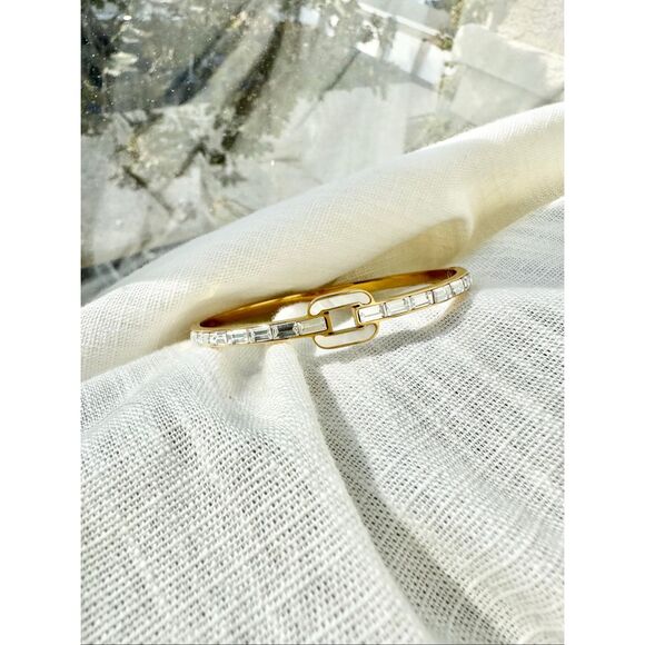 Gold color pearlescent bangle bracelet - Picture 1 of 5